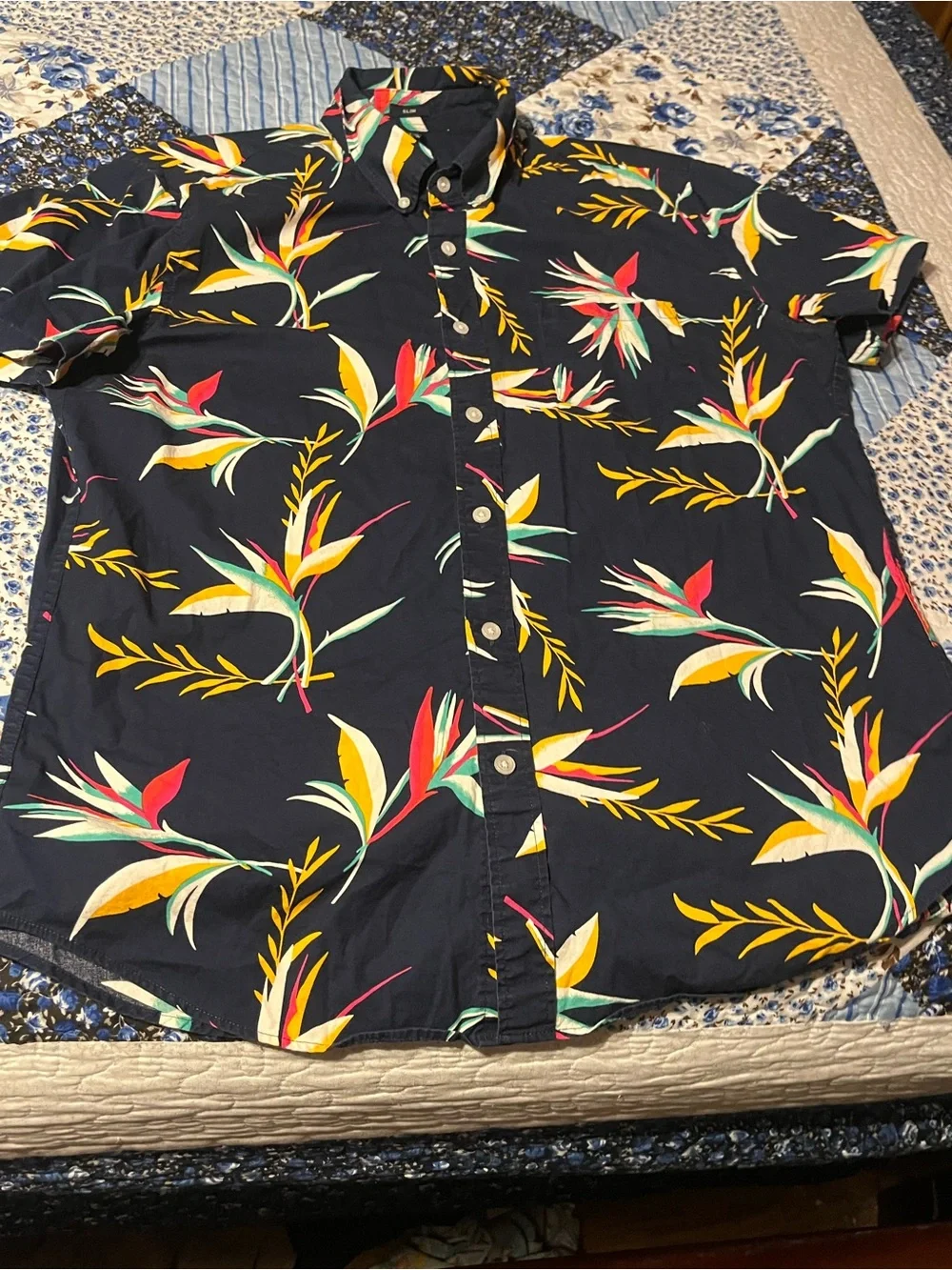 J. Crew Navy Floral Tropical Button-Down Shirt